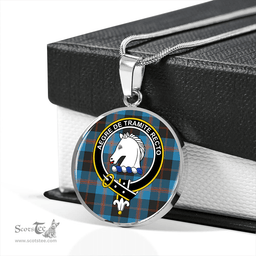 Scottish Horsburgh Clan Tartan Circle Necklace - Crest Classic Scottish Plaid Tartan Plaid