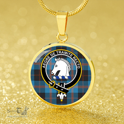 Scottish Horsburgh Clan Tartan Circle Necklace - Crest Classic Scottish Plaid Tartan Plaid