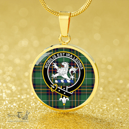 Scottish Inglis Modern Clan Tartan Circle Necklace - Crest Classic Scottish Plaid Tartan Plaid