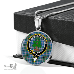 Scottish Couper (Cooper) Ancient Clan Tartan Circle Necklace - Crest Classic Scottish Plaid Tartan Plaid