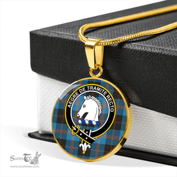Scottish Horsburgh Clan Tartan Circle Necklace - Crest Classic Scottish Plaid Tartan Plaid