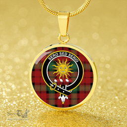 Scottish Kerr Modern Clan Tartan Circle Necklace - Crest Classic Scottish Plaid Tartan Plaid