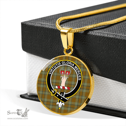 Scottish Donachie of Brockloch Hunting Ancient Clan Tartan Circle Necklace - Crest Classic Scottish Plaid Tartan Plaid