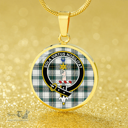 Scottish Henderson Dress #2 (MacKendrick Dress #2) Modern Clan Tartan Circle Necklace - Crest Classic Scottish Plaid Tartan Plaid