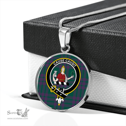 Scottish Elphinstone Modern Clan Tartan Circle Necklace - Crest Classic Scottish Plaid Tartan Plaid
