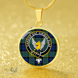 Scottish Hogarth Modern Clan Tartan Circle Necklace - Crest Classic Scottish Plaid Tartan Plaid