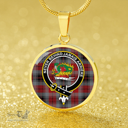 Scottish Douglas WCMM Clan Tartan Circle Necklace - Crest Classic Scottish Plaid Tartan Plaid