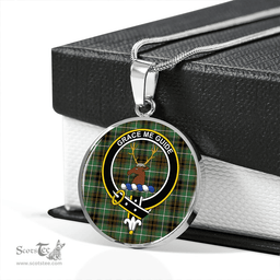 Scottish Forbes of Druinnor Ancient Clan Tartan Circle Necklace - Crest Classic Scottish Plaid Tartan Plaid