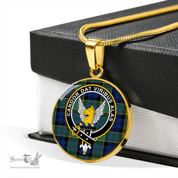 Scottish Hogarth Modern Clan Tartan Circle Necklace - Crest Classic Scottish Plaid Tartan Plaid