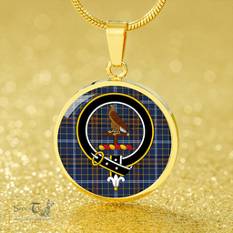 Scottish Knox Clan Tartan Circle Necklace - Crest Classic Scottish Plaid Tartan Plaid