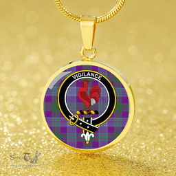 Scottish Lang (Laing) Ancient Clan Tartan Circle Necklace - Crest Classic Scottish Plaid Tartan Plaid