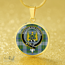 Scottish Johnstone Dress (Johnson Dress) Modern Clan Tartan Circle Necklace - Crest Classic Scottish Plaid Tartan Plaid