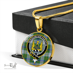 Scottish Johnstone Dress (Johnson Dress) Modern Clan Tartan Circle Necklace - Crest Classic Scottish Plaid Tartan Plaid