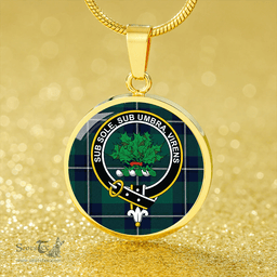 Scottish Irvine Modern Clan Tartan Circle Necklace - Crest Classic Scottish Plaid Tartan Plaid