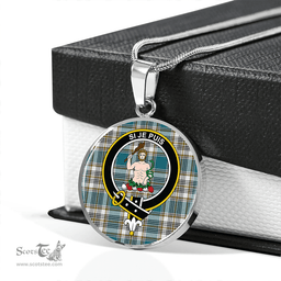 Scottish Livingstone Dress Ancient Clan Tartan Circle Necklace - Crest Classic Scottish Plaid Tartan Plaid