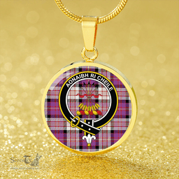 Scottish Cameron of Erracht Dress #2 Ancient 2 Clan Tartan Circle Necklace - Crest Classic Scottish Plaid Tartan Plaid