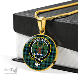 Scottish Forbes Old Ancient Clan Tartan Circle Necklace - Crest Classic Scottish Plaid Tartan Plaid