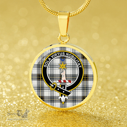 Scottish Henderson Dress #3 Weathered Clan Tartan Circle Necklace - Crest Classic Scottish Plaid Tartan Plaid