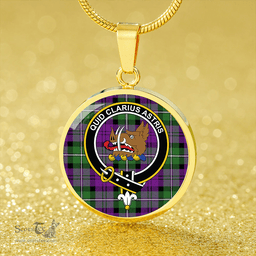 Scottish Baillie (Highland Society of London) Ancient Clan Tartan Circle Necklace - Crest Classic Scottish Plaid Tartan Plaid