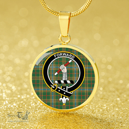 Scottish Balfour Hunting Ancient Clan Tartan Circle Necklace - Crest Classic Scottish Plaid Tartan Plaid