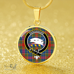 Scottish Bethune Modern Clan Tartan Circle Necklace - Crest Classic Scottish Plaid Tartan Plaid