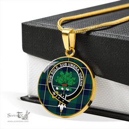 Scottish Irvine Modern Clan Tartan Circle Necklace - Crest Classic Scottish Plaid Tartan Plaid