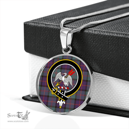 Scottish Gammell 1978 Weathered Clan Tartan Circle Necklace - Crest Classic Scottish Plaid Tartan Plaid
