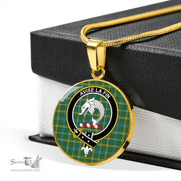 Scottish Kennedy Irish Ancient Clan Tartan Circle Necklace - Crest Classic Scottish Plaid Tartan Plaid