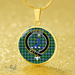 Scottish Arbuthnot Ancient Clan Tartan Circle Necklace - Crest Classic Scottish Plaid Tartan Plaid