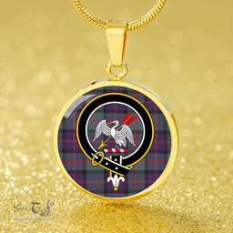 Scottish Gammell 1978 Weathered Clan Tartan Circle Necklace - Crest Classic Scottish Plaid Tartan Plaid