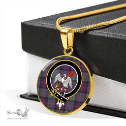 Scottish Gammell 1978 Weathered Clan Tartan Circle Necklace - Crest Classic Scottish Plaid Tartan Plaid