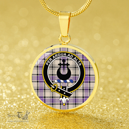 Scottish Hannay (Haney) (Hanna of Sorbie) Ancient Clan Tartan Circle Necklace - Crest Classic Scottish Plaid Tartan Plaid
