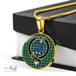 Scottish Arbuthnot Ancient Clan Tartan Circle Necklace - Crest Classic Scottish Plaid Tartan Plaid