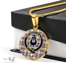 Scottish Hannay (Haney) (Hanna of Sorbie) Ancient Clan Tartan Circle Necklace - Crest Classic Scottish Plaid Tartan Plaid