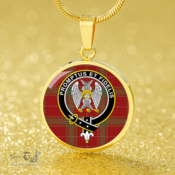 Scottish Carruthers Modern Clan Tartan Circle Necklace - Crest Classic Scottish Plaid Tartan Plaid