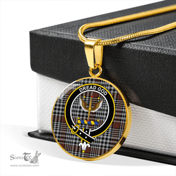 Scottish Carnegie Check Modern Clan Tartan Circle Necklace - Crest Classic Scottish Plaid Tartan Plaid