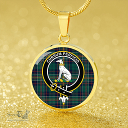 Scottish Hunter of Hunterston (Galbraith of Hunterston) Modern Clan Tartan Circle Necklace - Crest Classic Scottish Plaid Tartan Plaid