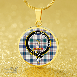 Scottish Guthrie Dress Modern Clan Tartan Circle Necklace - Crest Classic Scottish Plaid Tartan Plaid