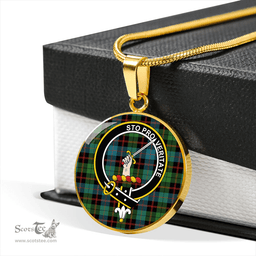 Scottish Guthrie Ancient Clan Tartan Circle Necklace - Crest Classic Scottish Plaid Tartan Plaid
