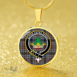 Scottish Gayre Hunting Modern Clan Tartan Circle Necklace - Crest Classic Scottish Plaid Tartan Plaid