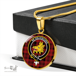Scottish Campbell of Lochlane Modern 2 Clan Tartan Circle Necklace - Crest Classic Scottish Plaid Tartan Plaid