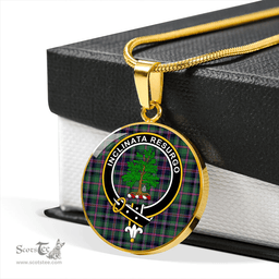 Scottish Cooper Modern Clan Tartan Circle Necklace - Crest Classic Scottish Plaid Tartan Plaid