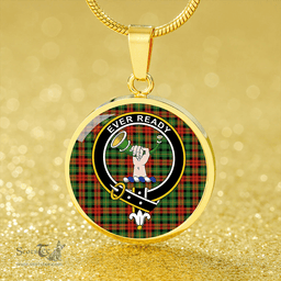 Scottish Burns Heritage Ancient Clan Tartan Circle Necklace - Crest Classic Scottish Plaid Tartan Plaid