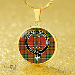 Scottish Gillespie Ancient Clan Tartan Circle Necklace - Crest Classic Scottish Plaid Tartan Plaid