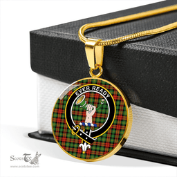 Scottish Burns Heritage Ancient Clan Tartan Circle Necklace - Crest Classic Scottish Plaid Tartan Plaid