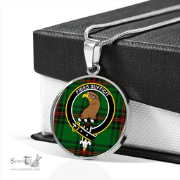 Scottish Halkett Clan Tartan Circle Necklace - Crest Classic Scottish Plaid Tartan Plaid