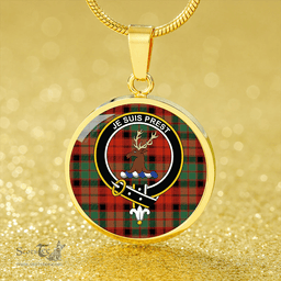 Scottish Fraser of Altyre Reconst Ancient Clan Tartan Circle Necklace - Crest Classic Scottish Plaid Tartan Plaid