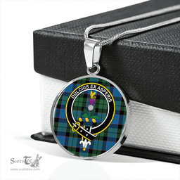 Scottish Ferguson of Balquhidder Ancient Clan Tartan Circle Necklace - Crest Classic Scottish Plaid Tartan Plaid