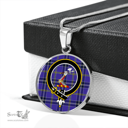 Scottish Jackson Modern Clan Tartan Circle Necklace - Crest Classic Scottish Plaid Tartan Plaid