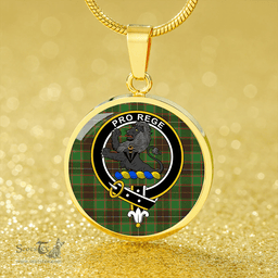 Scottish MacFie Hunting (MacPhee Hunting) Ancient Clan Tartan Circle Necklace - Crest Classic Scottish Plaid Tartan Plaid